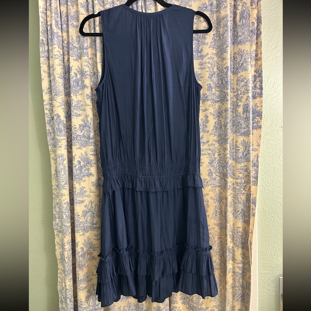 Ramy Brook Navy Blue Kiara Sleeveless V-Neck Ruffle Women's Mini Dress - Picture 4 of 5